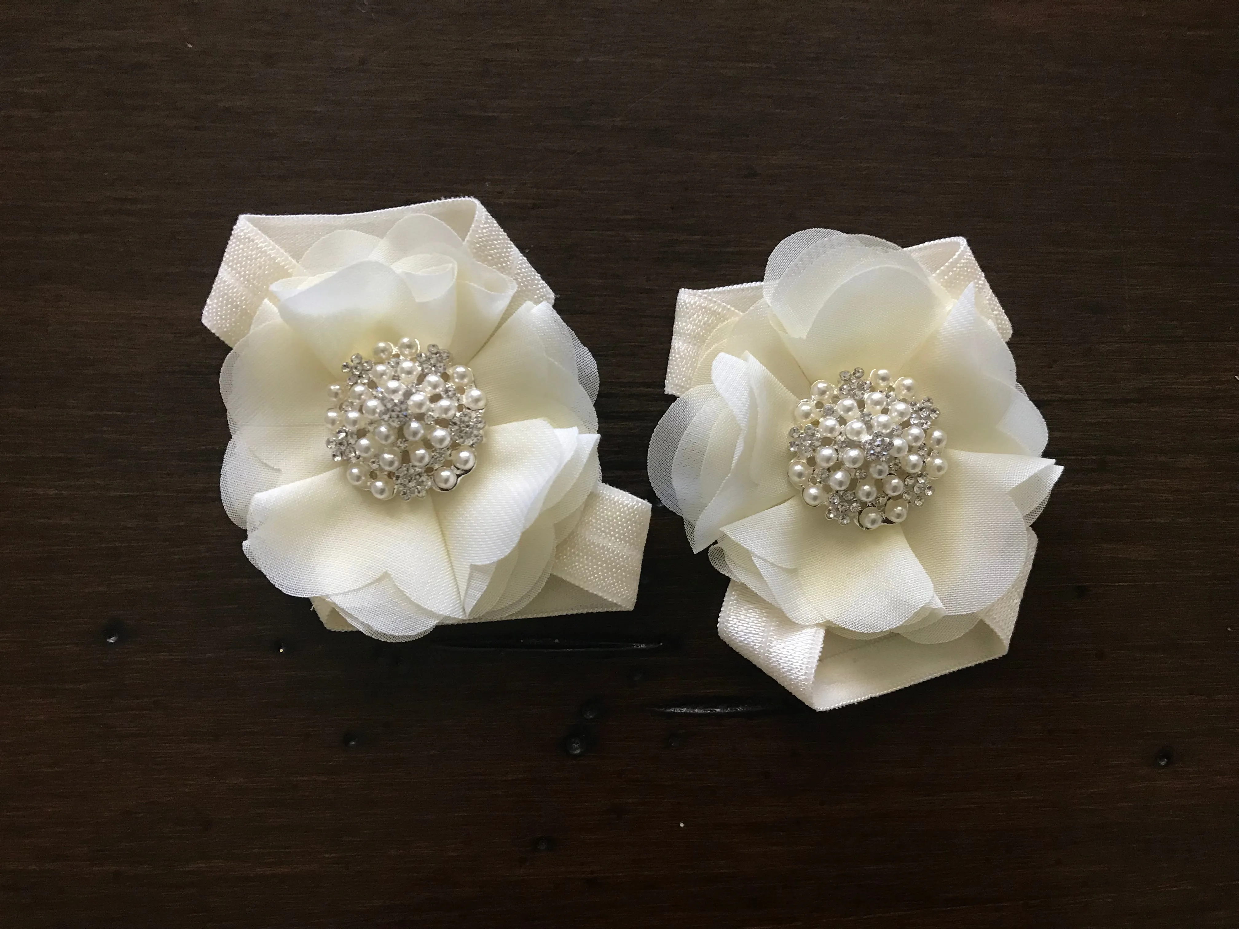 Girls Ivory and Peach Blush Headband and Sash