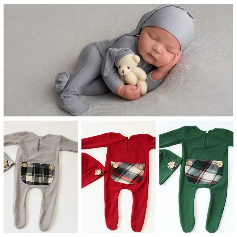 Handmade Newborn Photo Props Romper and Hat