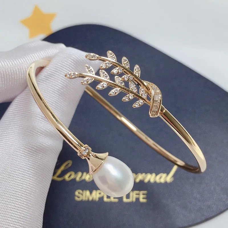 Ivy Bracelet Zircon Mosaic Natural Freshwater Pearl Elastic Bracelet