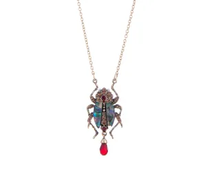 JEWELED BUG PENDANT NECKLACE