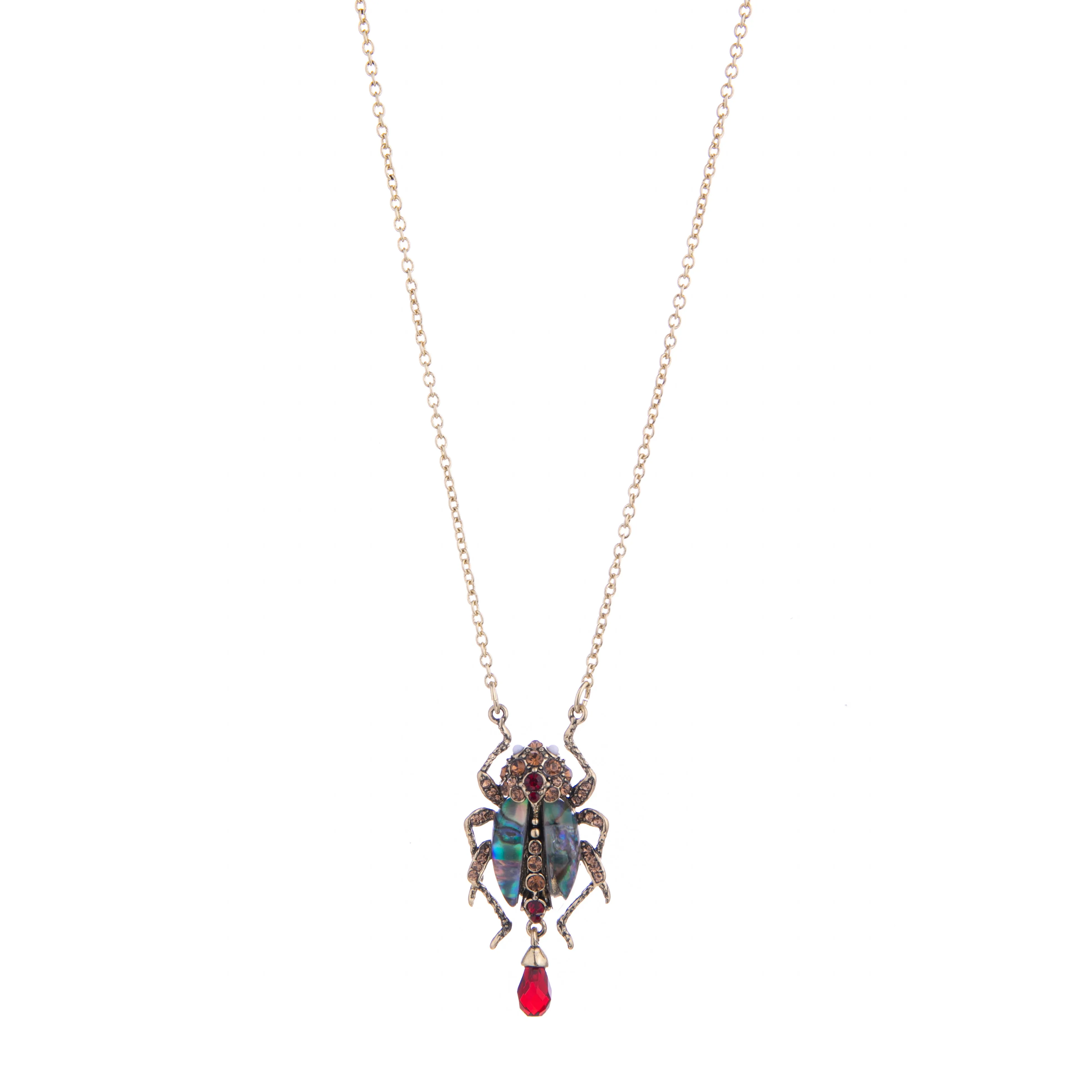 JEWELED BUG PENDANT NECKLACE