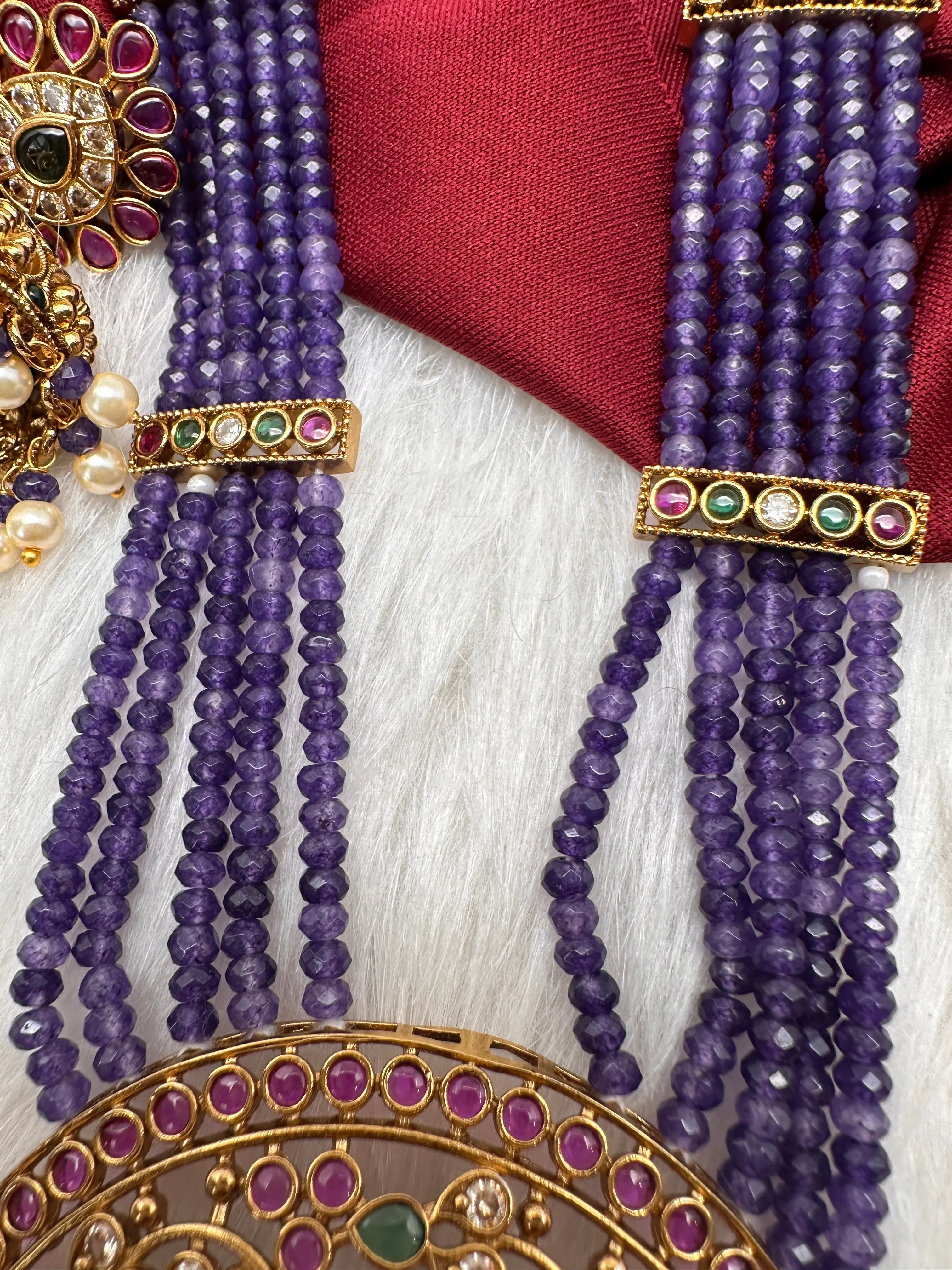 Kempu Onyx Beads Rani Haar Color Stone Necklace