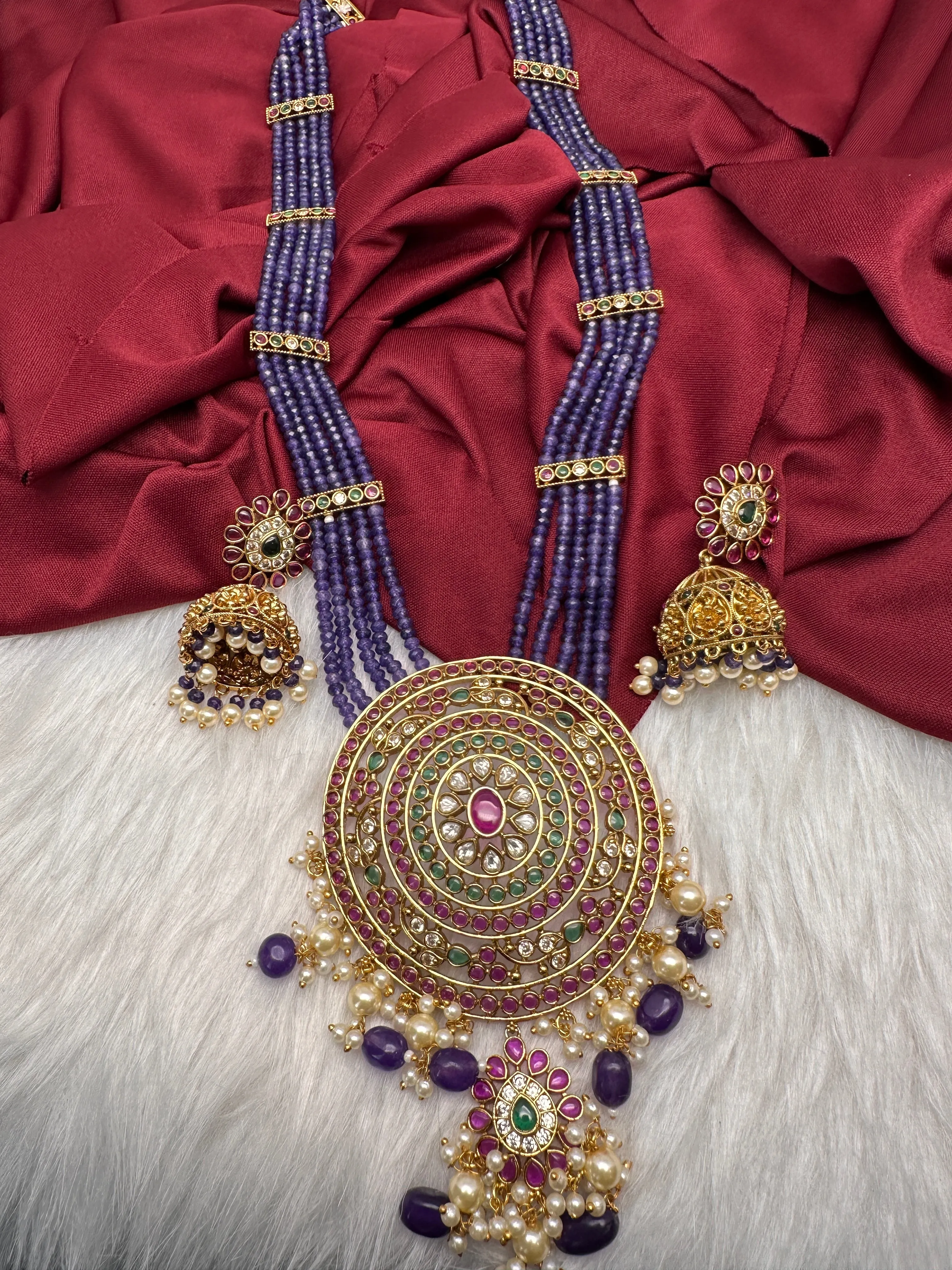 Kempu Onyx Beads Rani Haar Color Stone Necklace