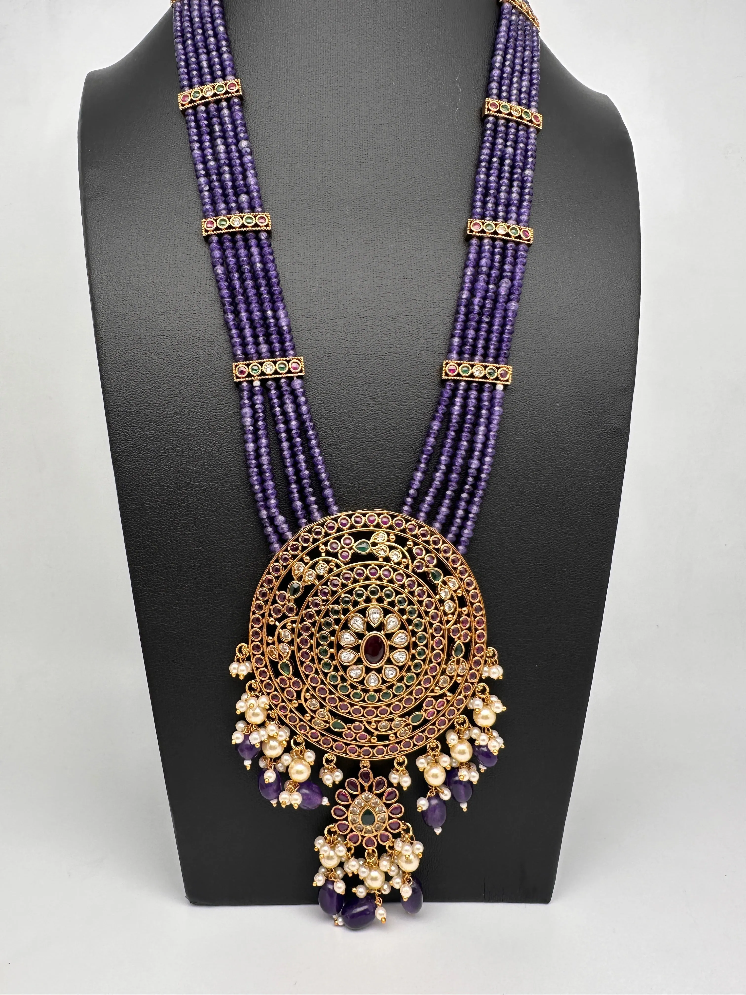 Kempu Onyx Beads Rani Haar Color Stone Necklace