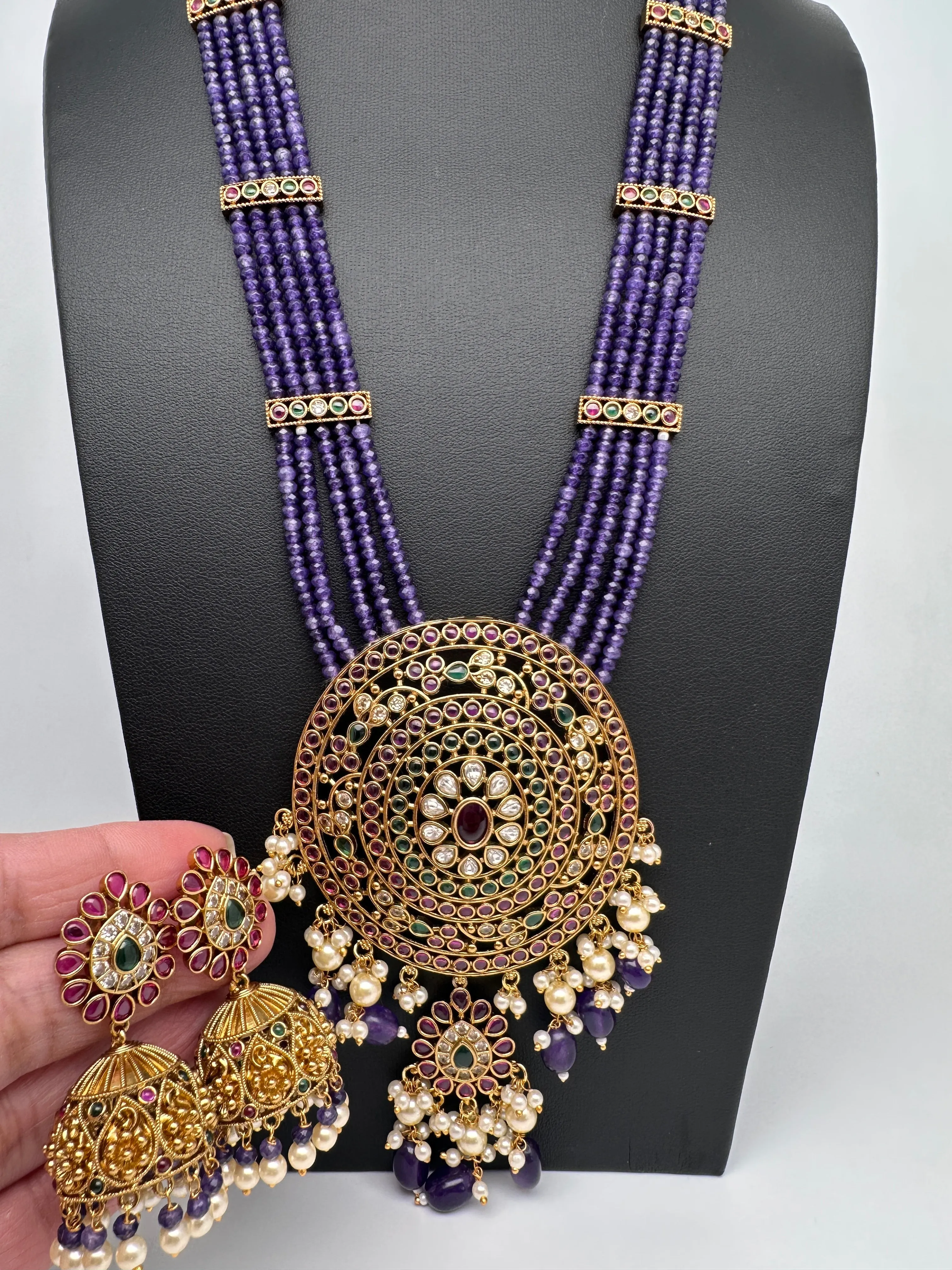 Kempu Onyx Beads Rani Haar Color Stone Necklace