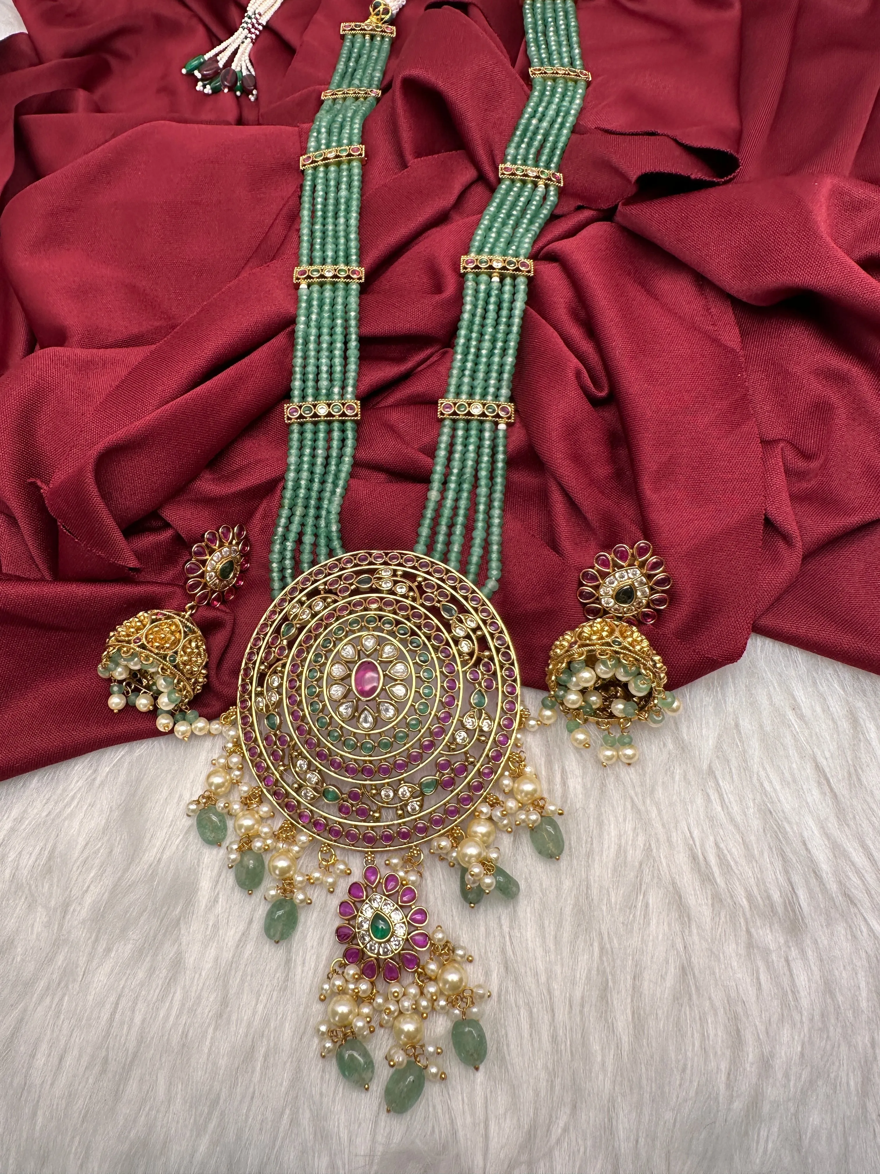 Kempu Onyx Beads Rani Haar Color Stone Necklace