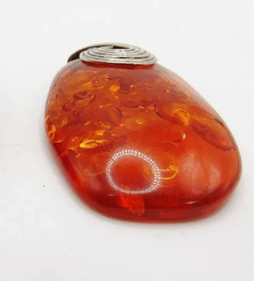 Large Amber Designer Sterling Silver Necklace