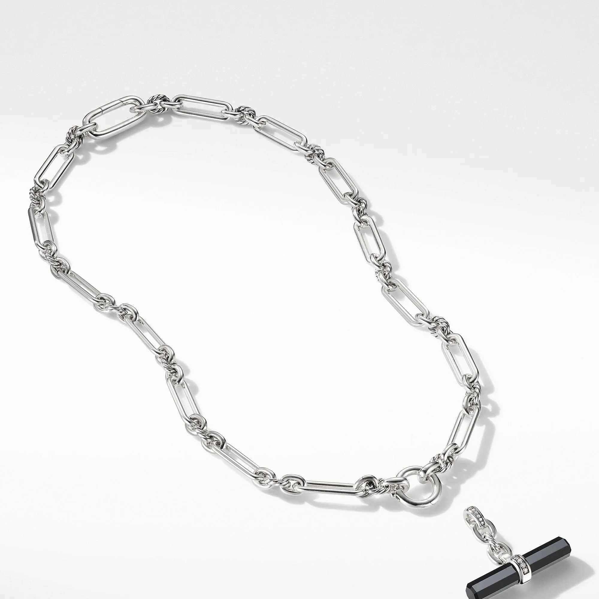 Lexington Chain Link Necklace with Black Onyx and Diamonds