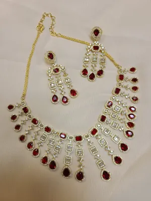 Mohe Ruby and American Diamonds set in Gold Finish