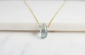 Moss Aquamarine Pear Necklace