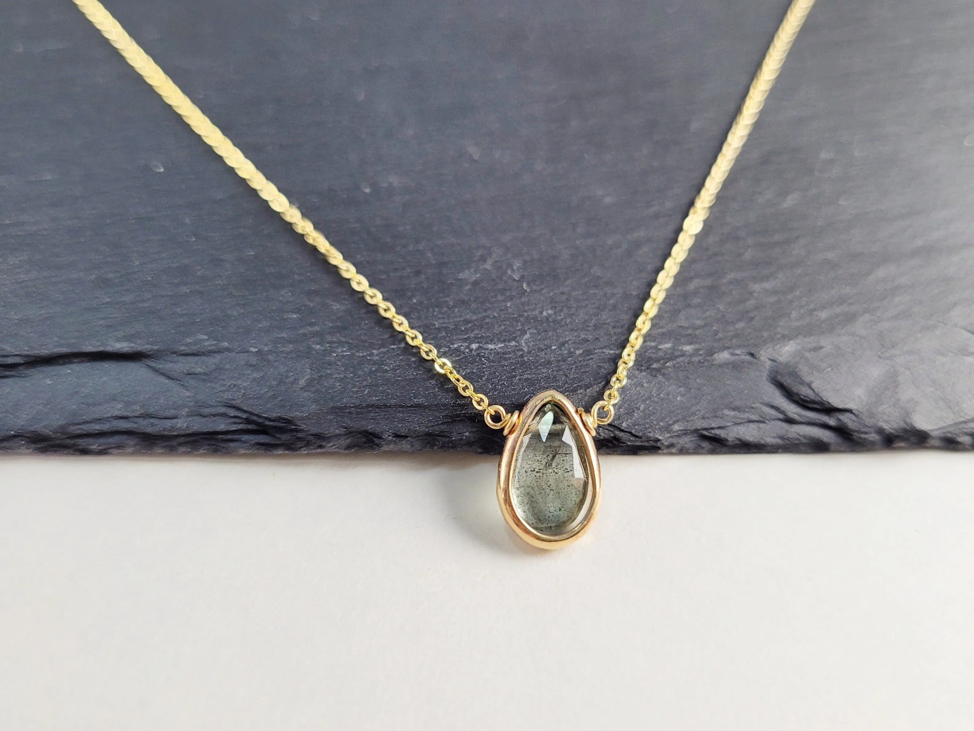 Moss Aquamarine Pendant Necklace