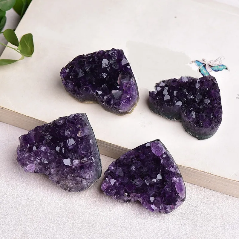 Natural Uruguay Amethyst Cluster Cave-Heart Shaped Rough Stone!So Pretty!!