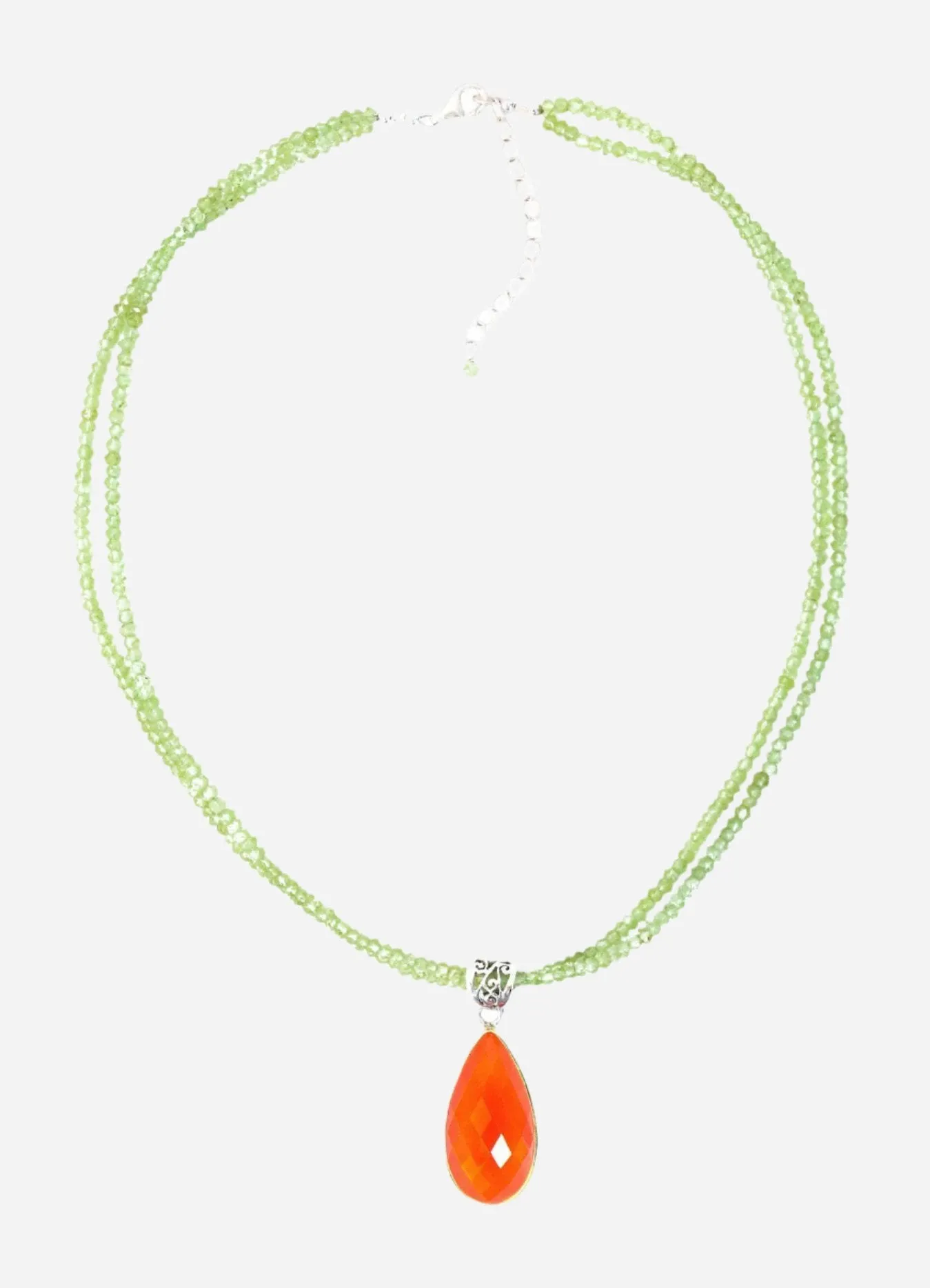 Orange Onyx on Peridot Pendant