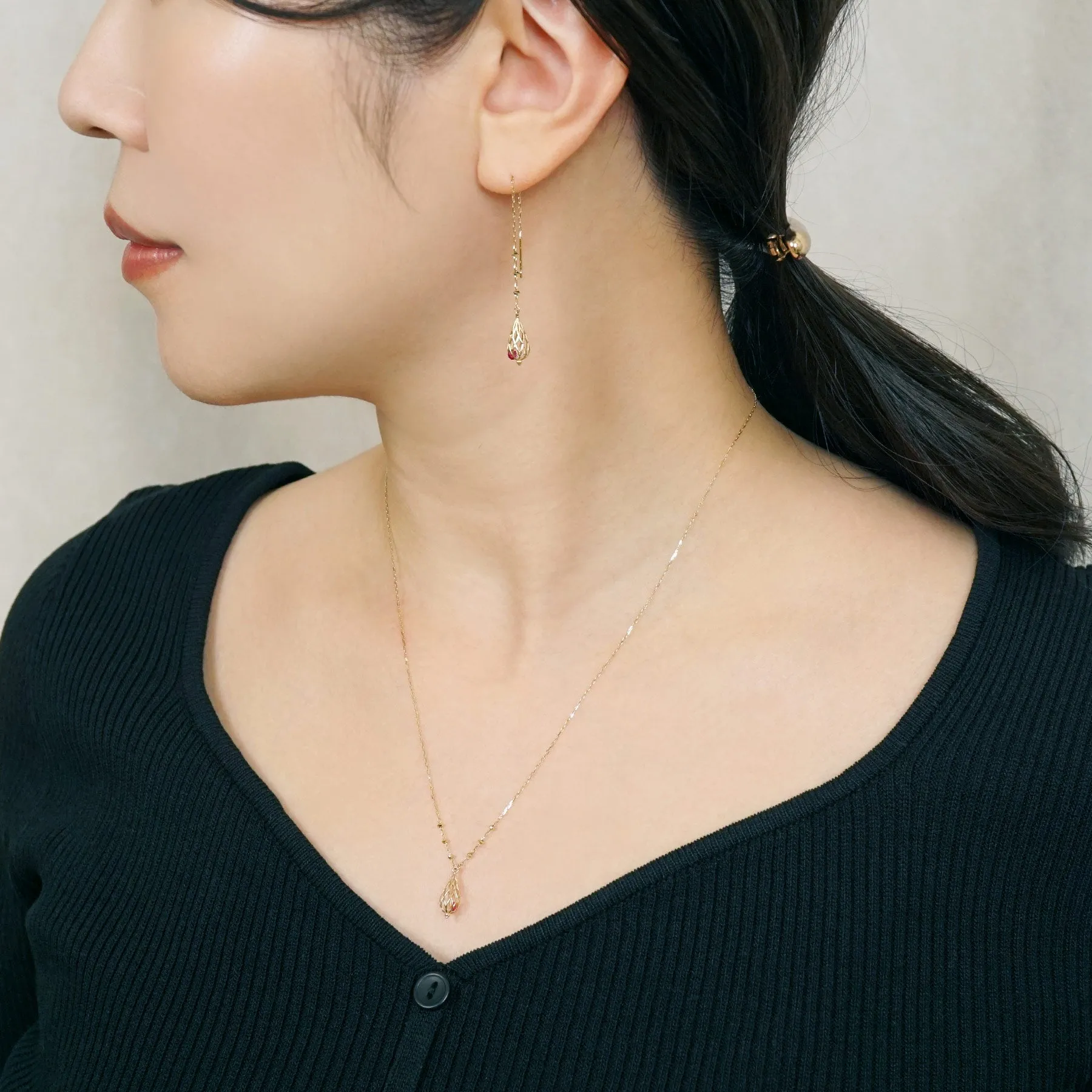 [Pannier] 10K Chandelier Necklace (Yellow Gold)