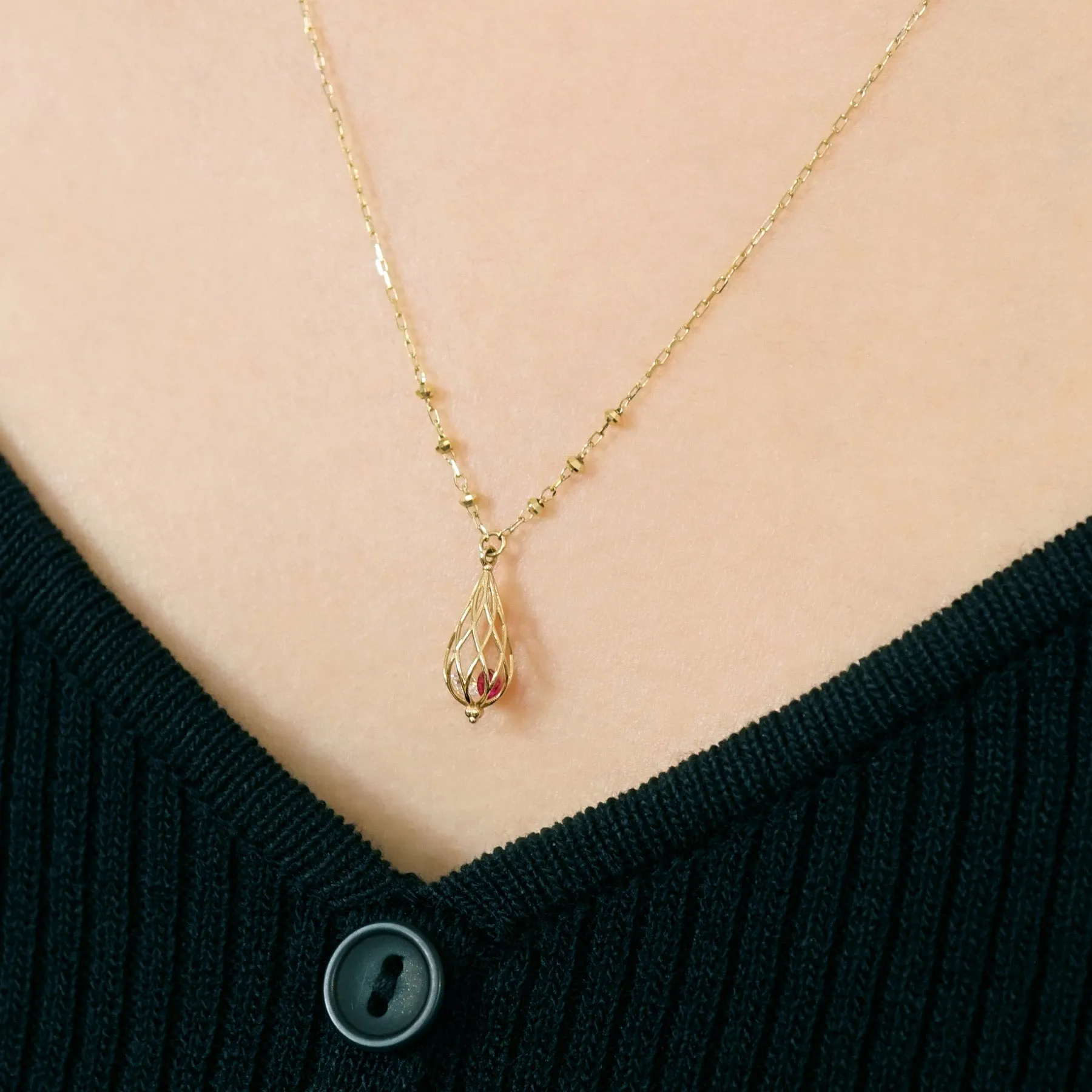 [Pannier] 10K Chandelier Necklace (Yellow Gold)