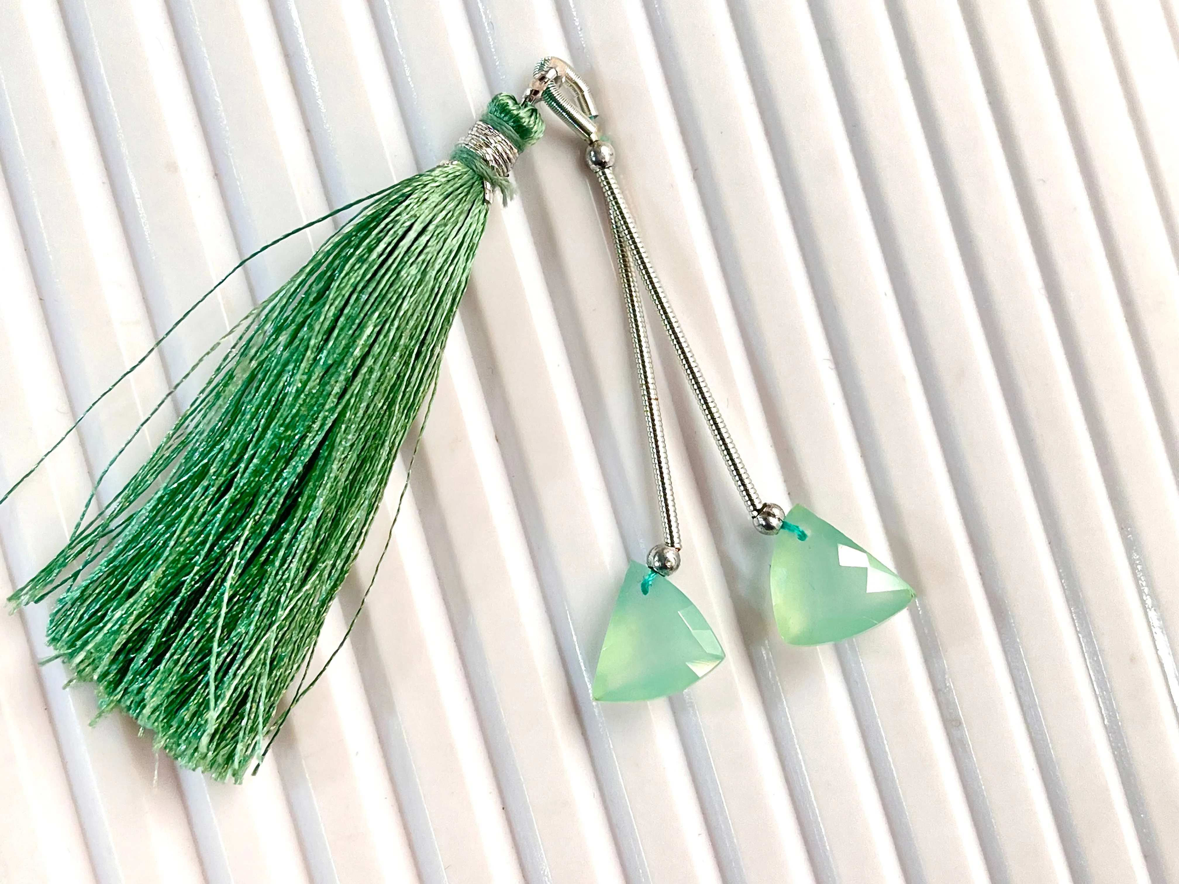 Pastel Green Onyx Faceted Mix Shape Cut stone Beads Pair