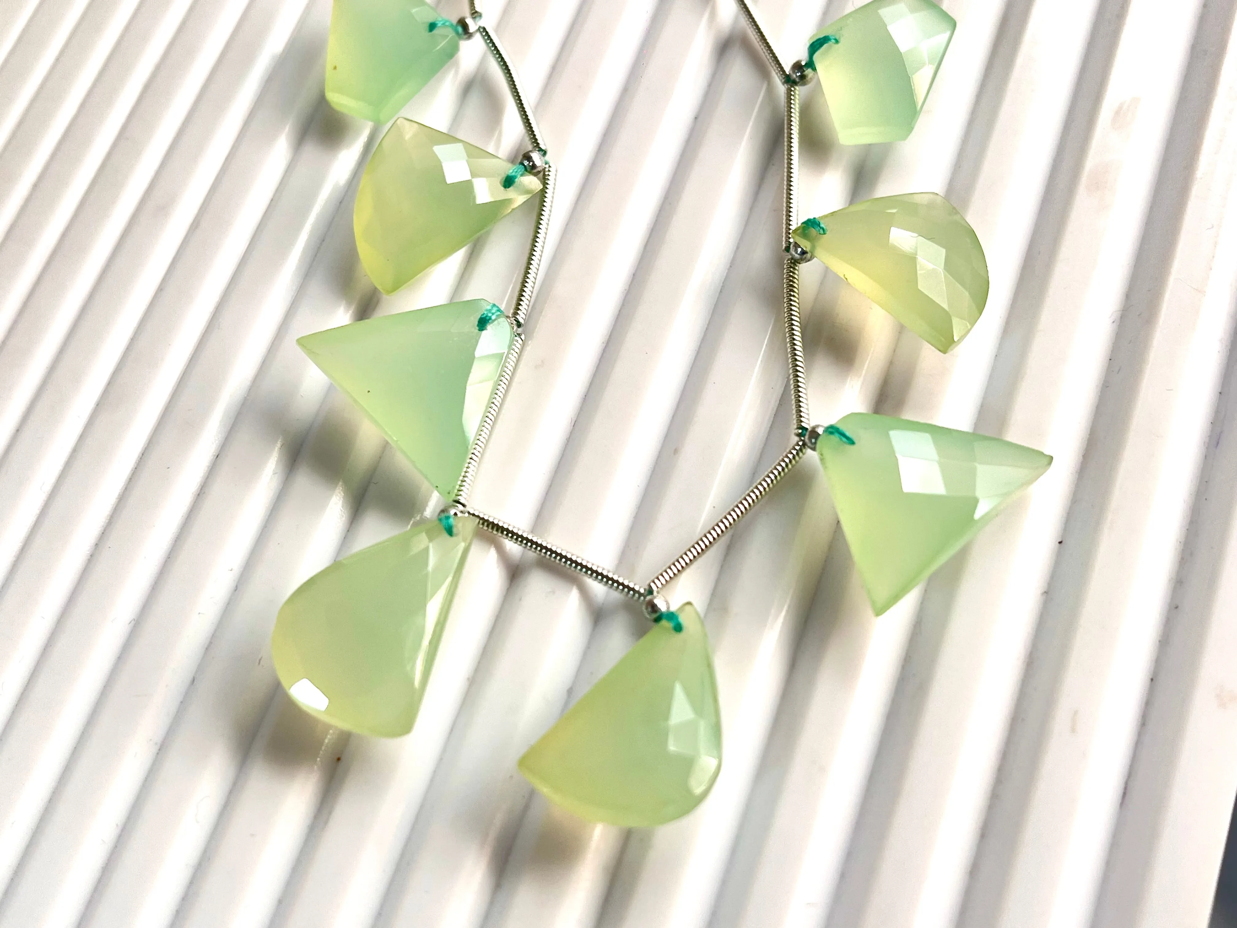 Pastel Green Onyx Faceted Mix Shape Cut stone Beads