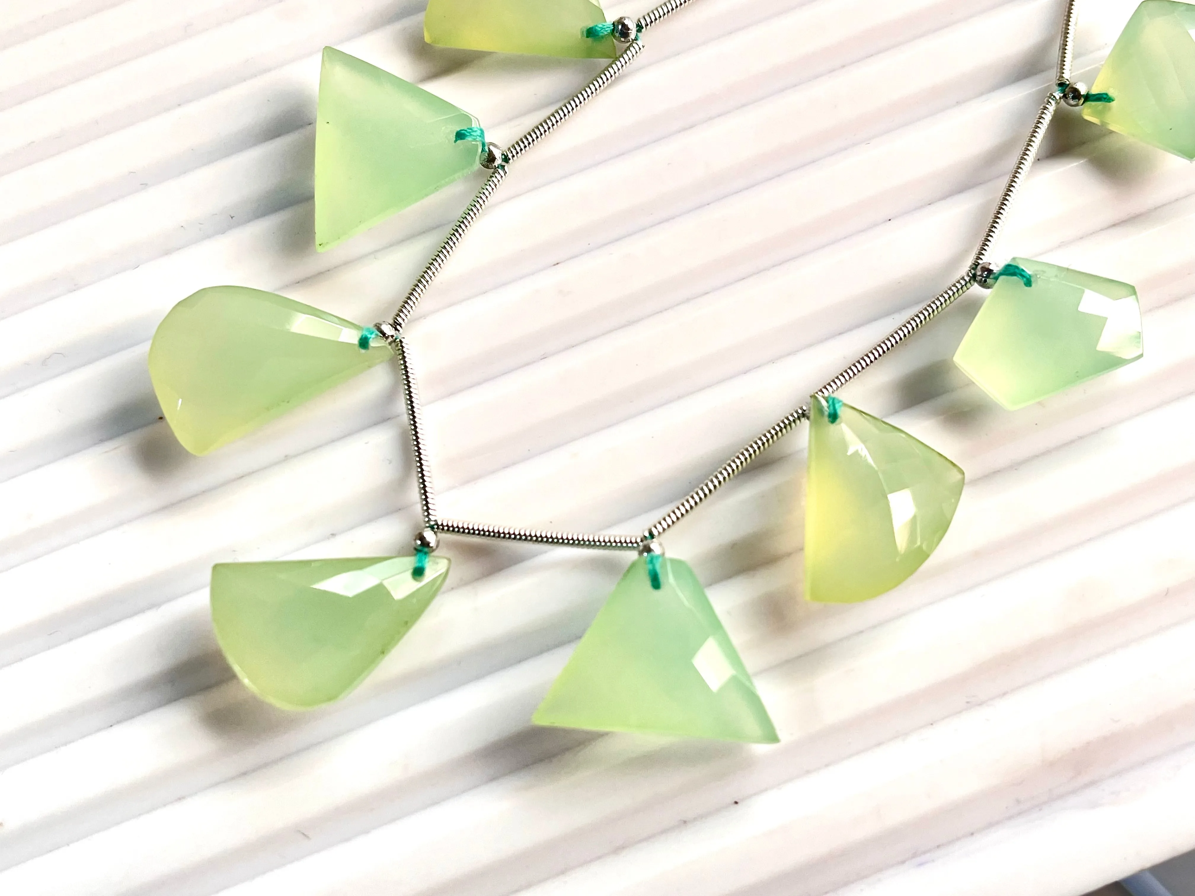 Pastel Green Onyx Faceted Mix Shape Cut stone Beads