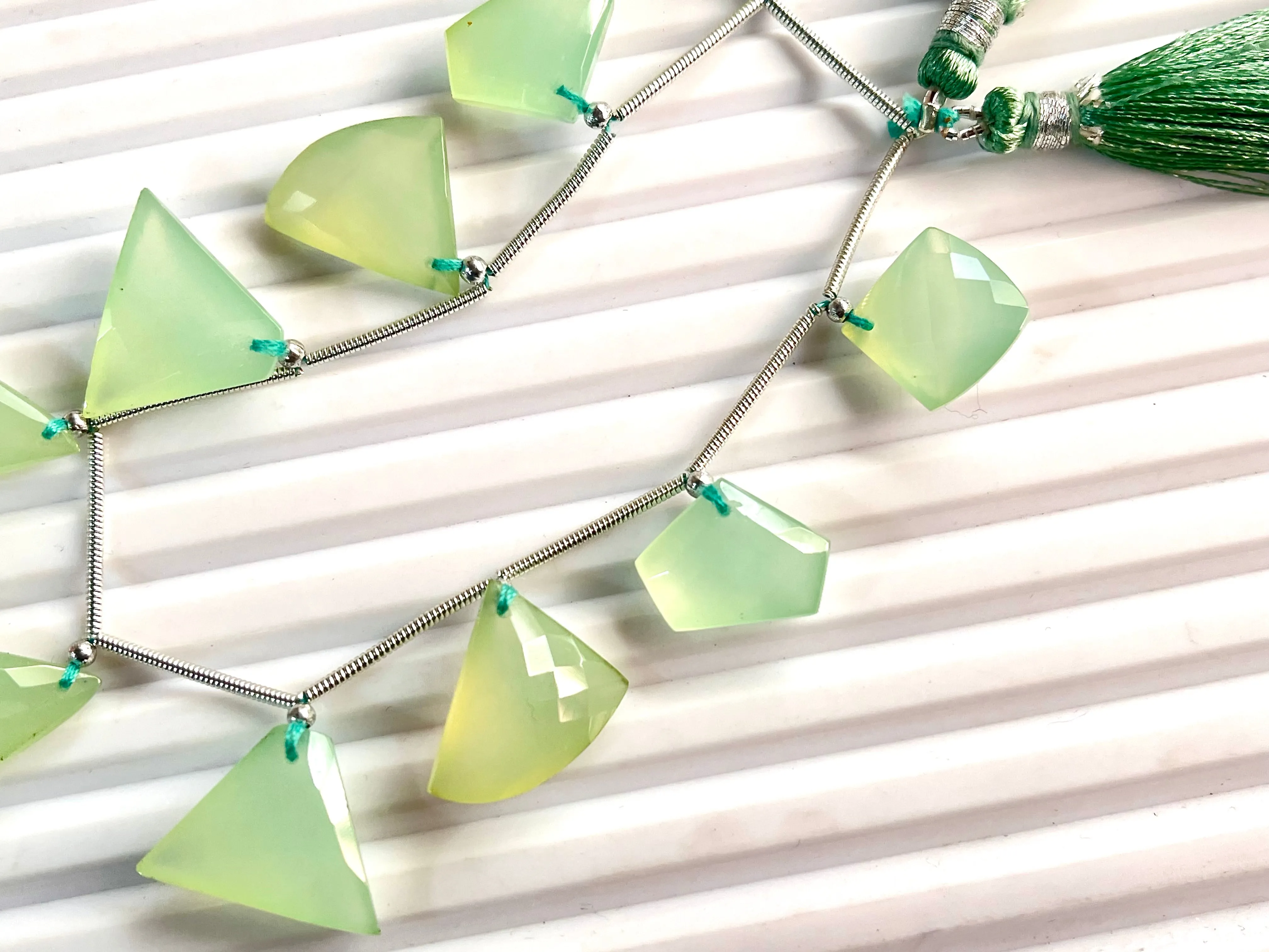 Pastel Green Onyx Faceted Mix Shape Cut stone Beads