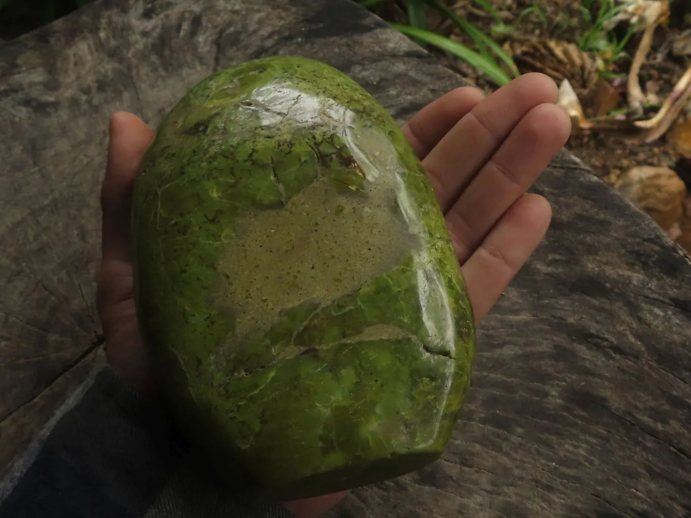 Polished Green Opal Standing Free Form  x 1 From Antsirabe, Madagascar