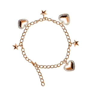 Rose Gold Heart & Star Charms Bracelet
