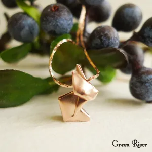 Rose Gold Plated 925 Silver Origami Rabbit Necklace