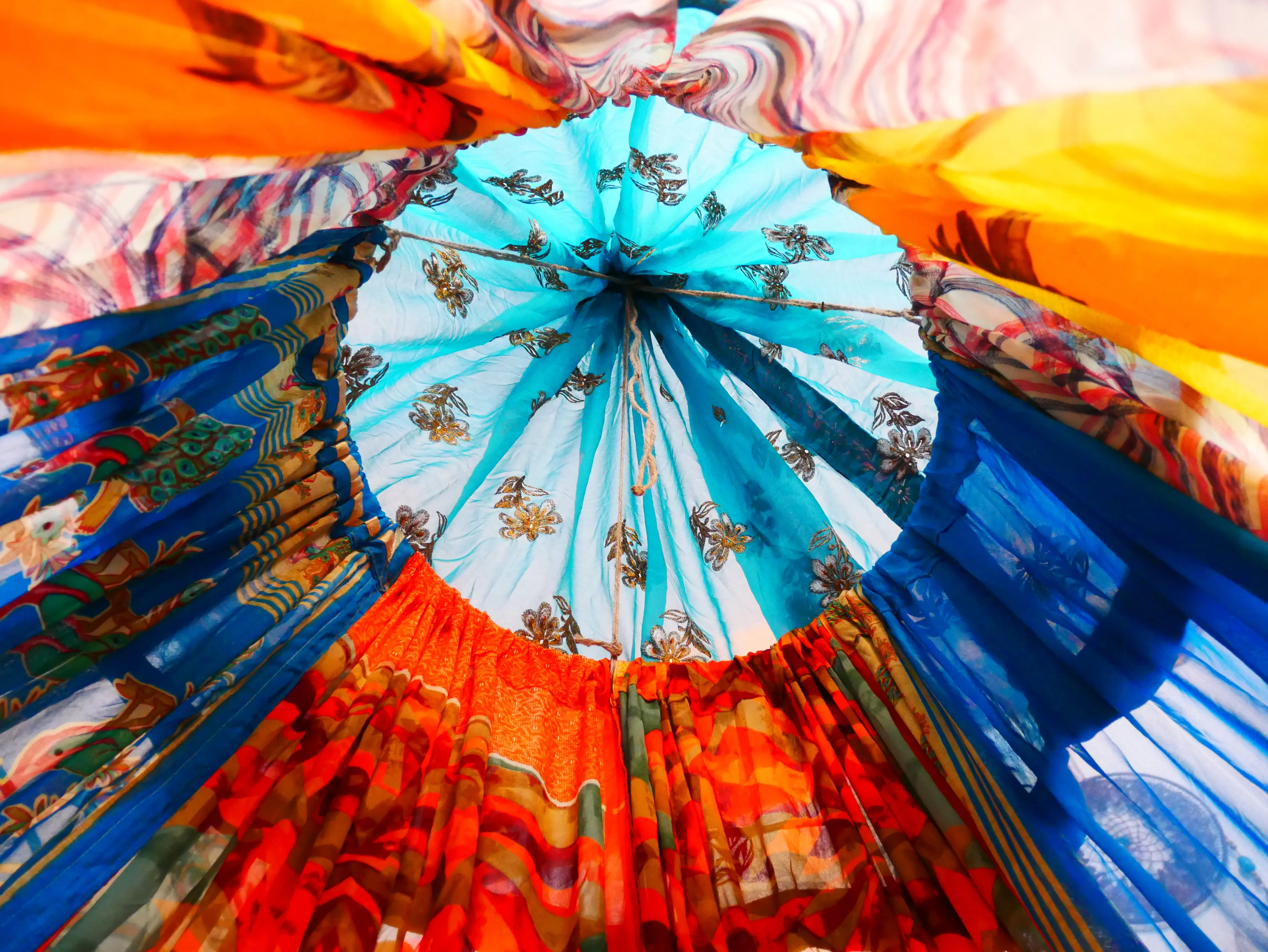 Saree tent Indian canopy - boho bed canopy  | bohemian wedding backdrop - Hippie decor - floor seating area | meditation room - Shanti baldachin