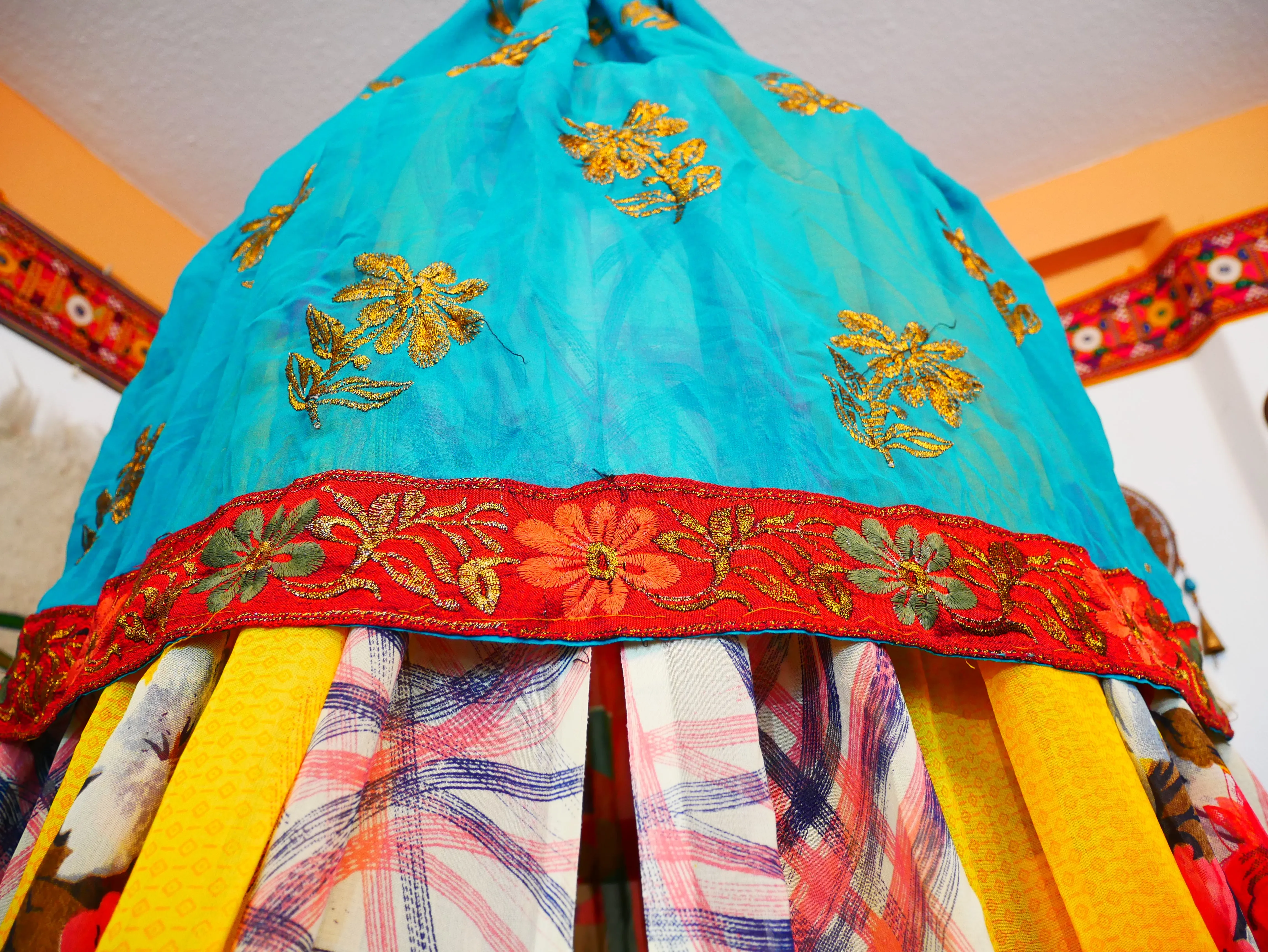 Saree tent Indian canopy - boho bed canopy  | bohemian wedding backdrop - Hippie decor - floor seating area | meditation room - Shanti baldachin
