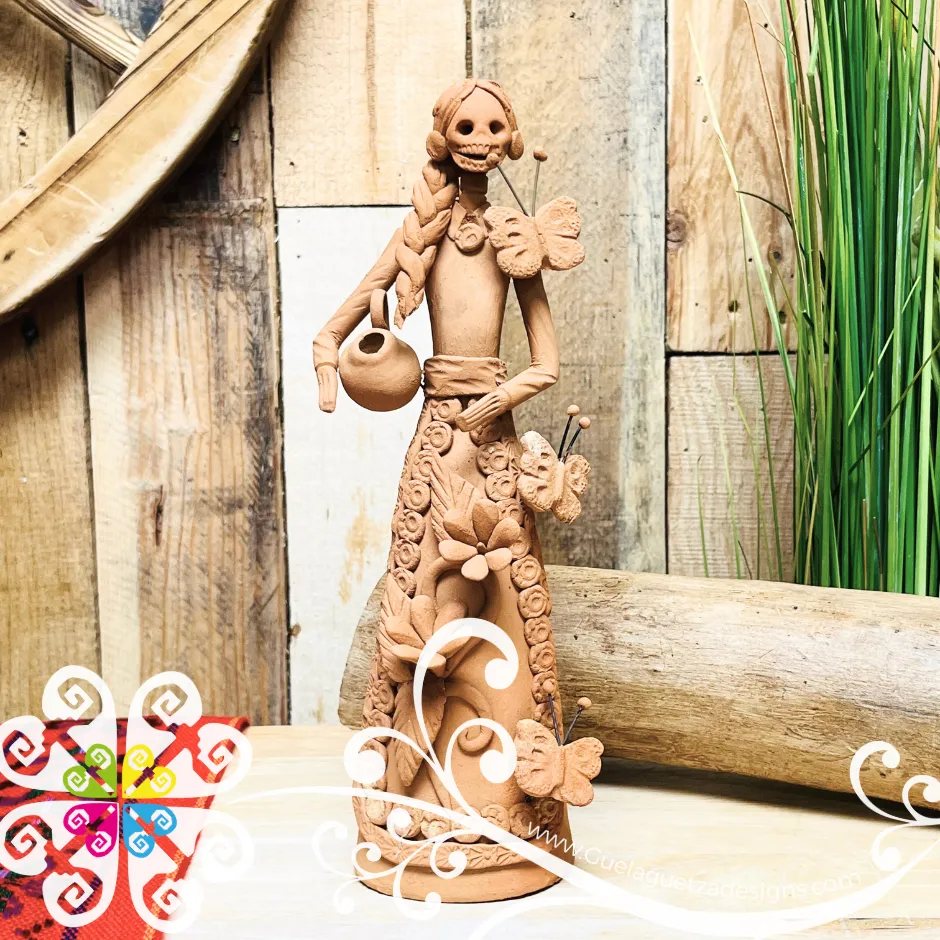 Small Clay Catrina Michoacana - Capula Clay Home