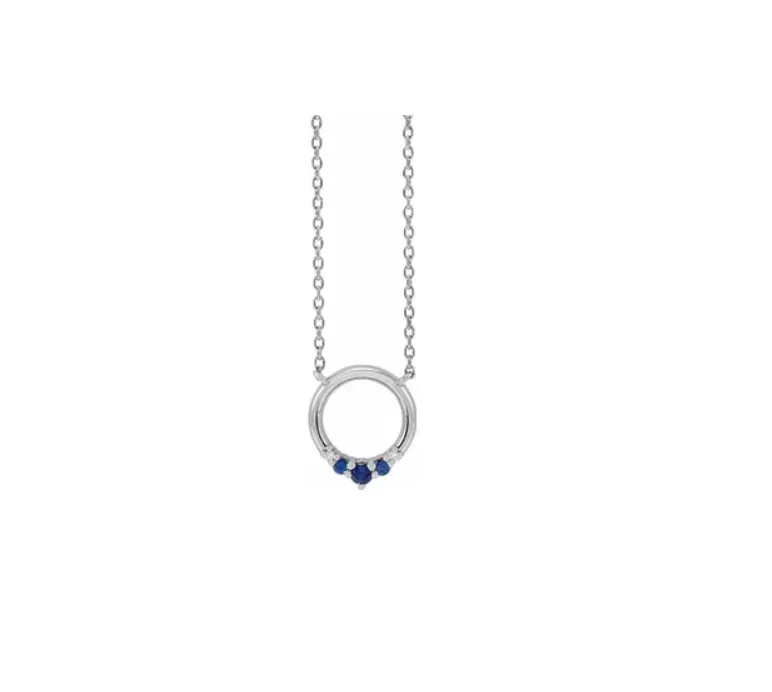 Sterling Silver Ruby and Diamond Circle Necklace - made to order