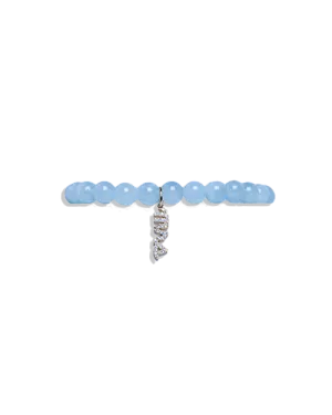 SYDNEY EVAN | Mrs. Script Beaded Bracelet | Aquamarine