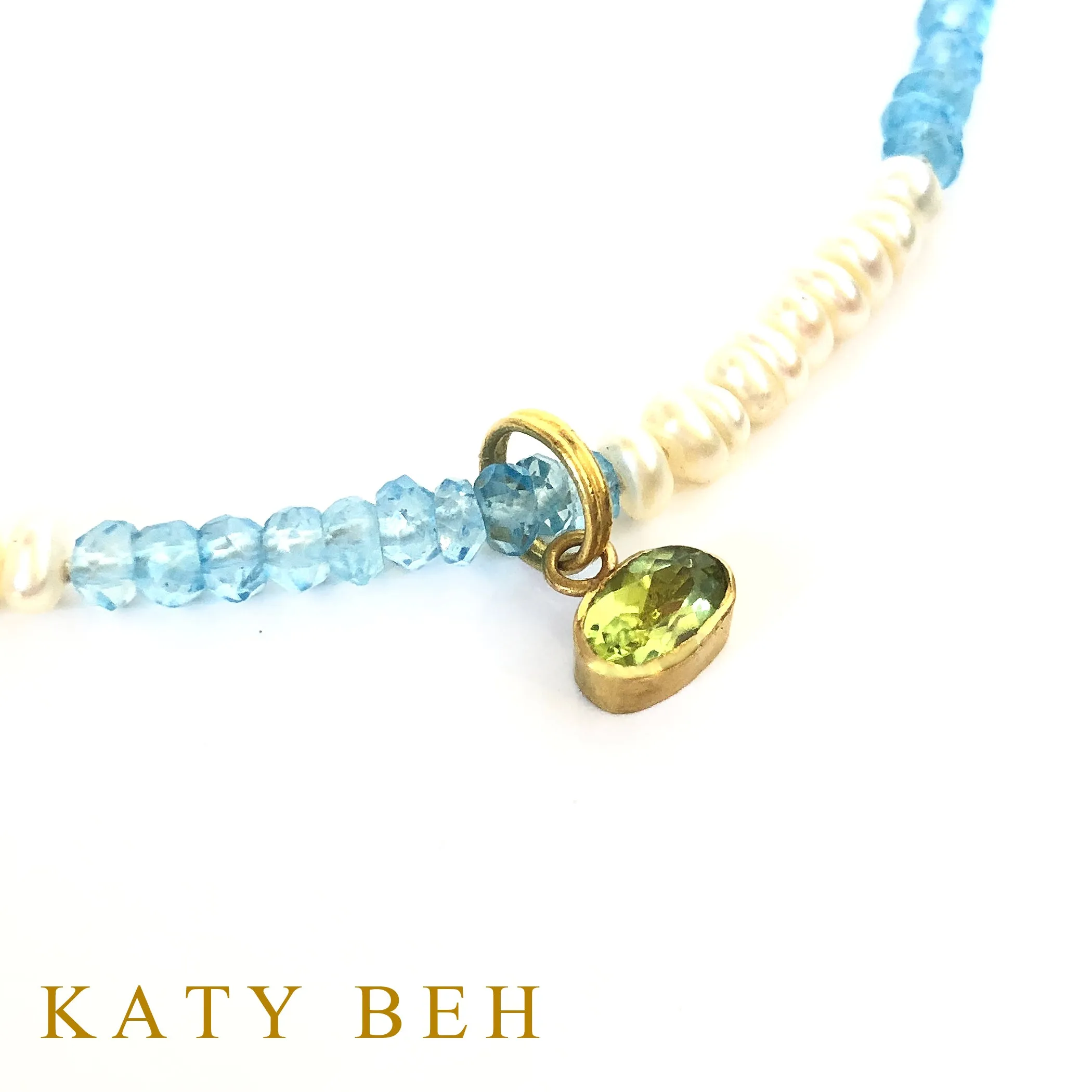 Topanya Pearl, Blue Topaz and Peridot Necklace