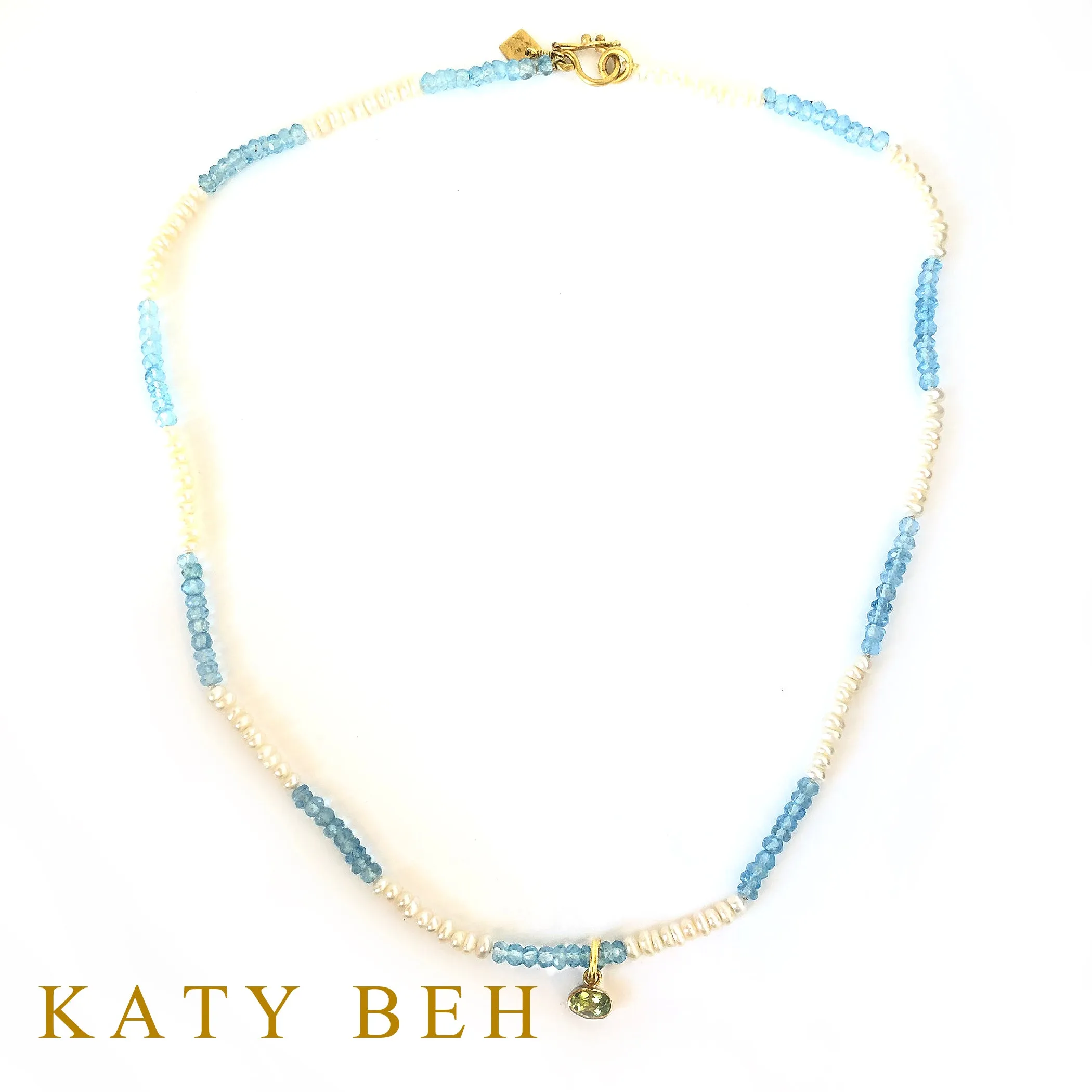 Topanya Pearl, Blue Topaz and Peridot Necklace