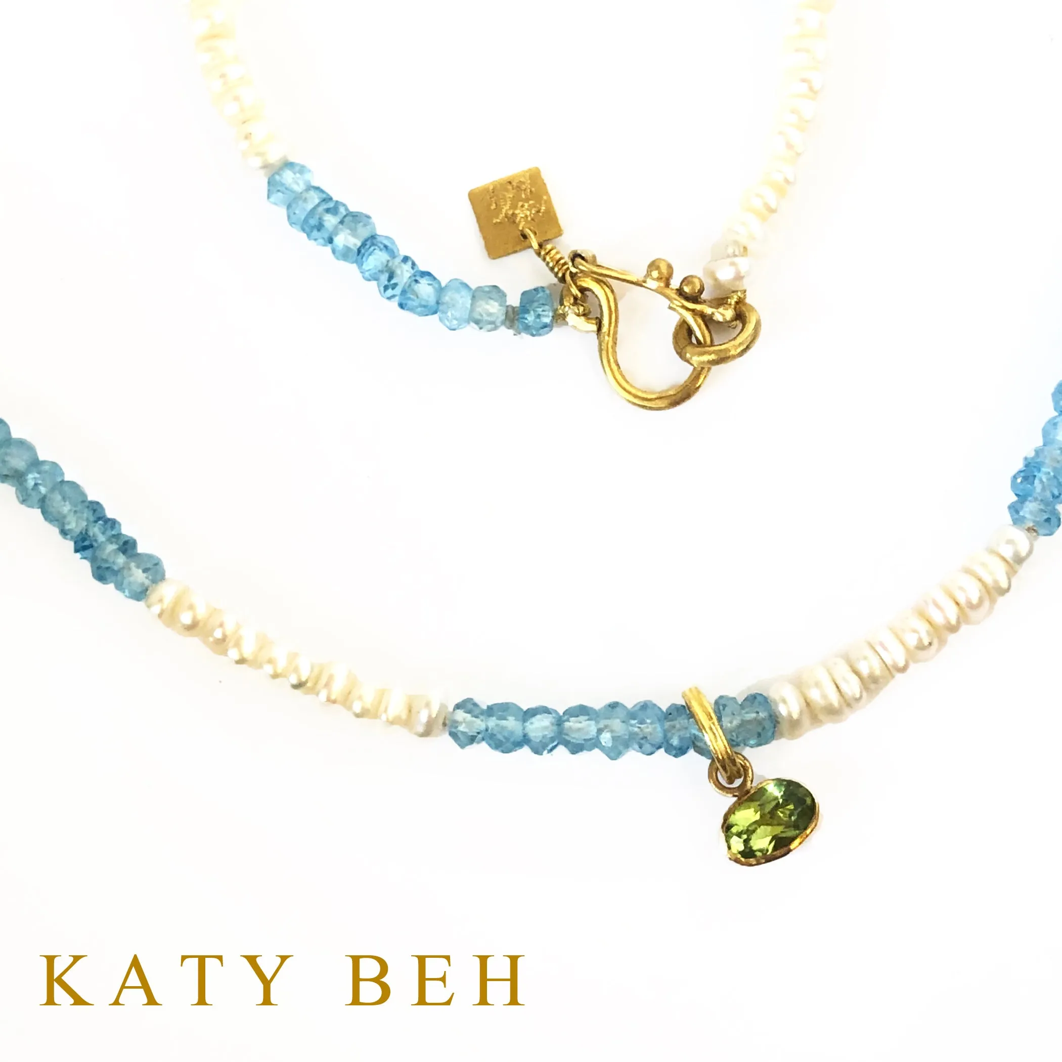 Topanya Pearl, Blue Topaz and Peridot Necklace