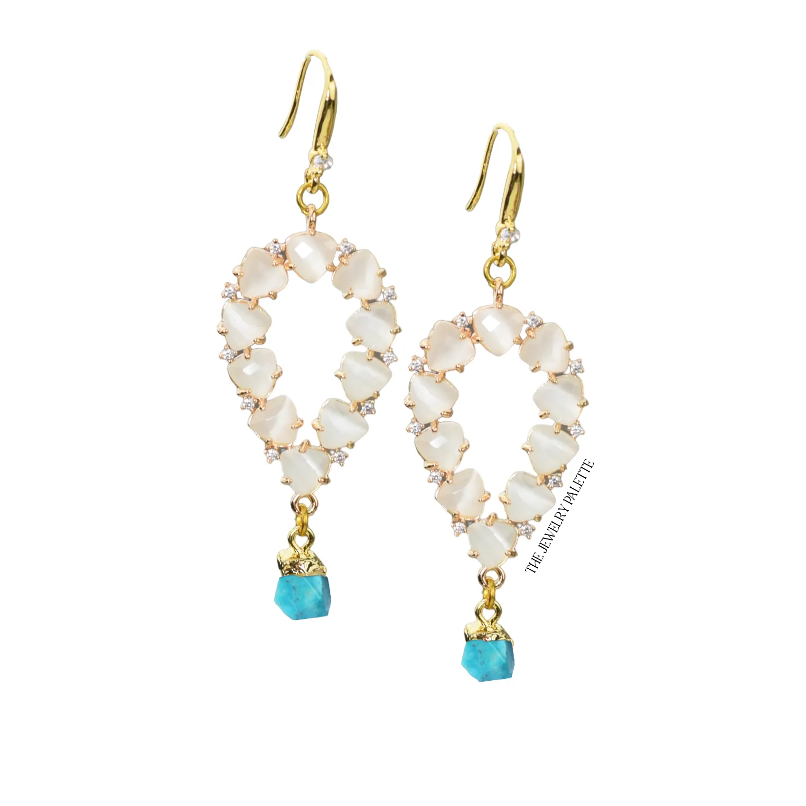 Yara white stones with gold edged citrine drop earrings